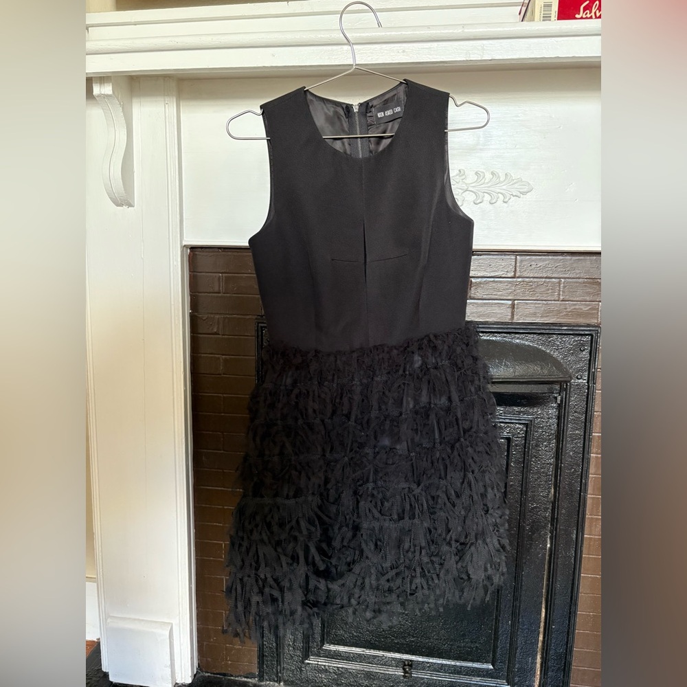 Black Sleeveless Ruffle Skirt Cocktail Dress